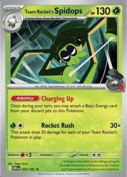 Team Rocket's Spidops REVERSE HOLO #20 - Pokemon Destined Rivals
