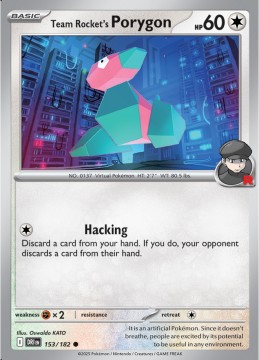 Team Rocket's Porygon REVERSE HOLO #153 - Pokemon Destined Rivals