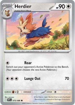 Herdier REVERSE HOLO #75 - Pokemon White Flare