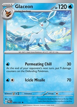 Glaceon REVERSE HOLO #25 - Pokemon Prismatic Evolutions