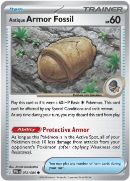 Antique Armor Fossil REVERSE HOLO #72 - Pokemon Pitch Black 