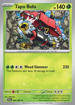 Tapu Bulu REVERSE HOLO #6 - Pokemon Shrouded Fable
