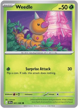 Weedle REVERSE HOLO #1 - Pokemon Chaos Rising