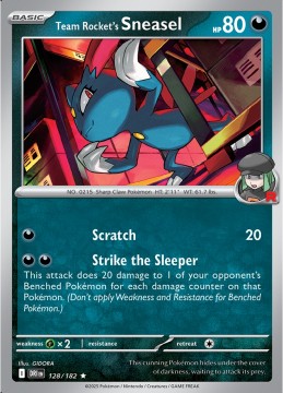 Team Rocket's Sneasel REVERSE HOLO #128 - Pokemon Destined Rivals