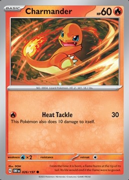 Charmander REVERSE HOLO #26 - Pokemon Obsidian Flames