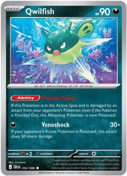 Qwilfish REVERSE HOLO #52 - Pokemon Chaos Rising