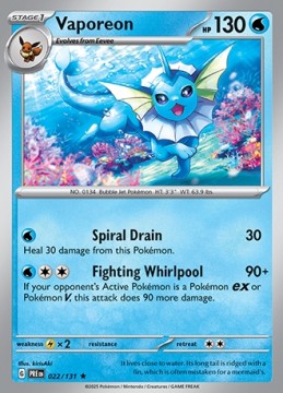 Vaporeon  REVERSE HOLO #22 - Pokemon Prismatic Evolutions