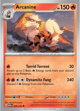 Arcanine REVERSE HOLO #59 - Pokemon Scarlet & Violet 151
