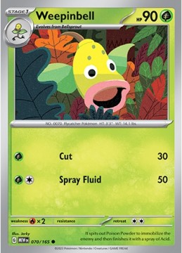 Weepinbell REVERSE HOLO #70 - Pokemon Scarlet & Violet 151