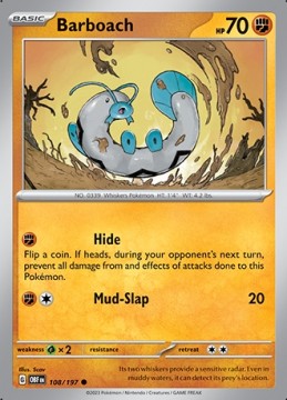 Barboach REVERSE HOLO #108 - Pokemon Obsidian Flames