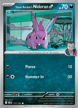 Team Rocket's Nidoran REVERSE HOLO #117 - Pokemon Destined Rivals