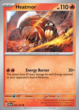 Heatmor REVERSE HOLO #39 - Pokemon Obsidian Flames