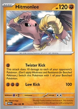 Hitmonlee REVERSE HOLO #106 - Pokemon Scarlet & Violet 151 