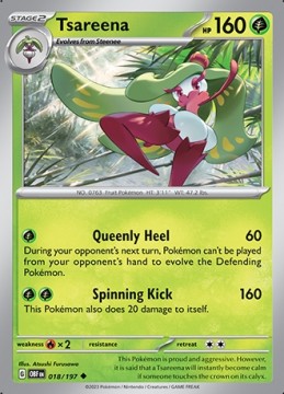 Tsareena REVERSE HOLO #18 - Pokemon Obsidian Flames