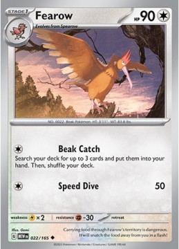Fearow REVERSE HOLO #22 - Pokemon Scarlet & Violet 151