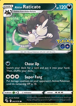 Alolan Raticate REVERSE HOLO #42 - Pokemon Go
