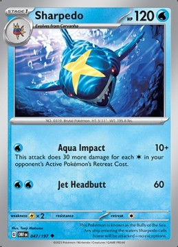 Sharpedo REVERSE HOLO #47 - Pokemon Obsidian Flames