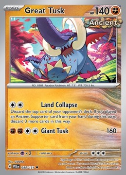 Great Tusk REVERSE HOLO #55 - Pokemon Prismatic Evolutions
