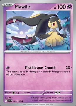 Mawile REVERSE HOLO #89 - Pokemon Obsidian Flames
