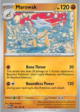 Marowak REVERSE HOLO #105 Pokemon Scarlet & Violet 151