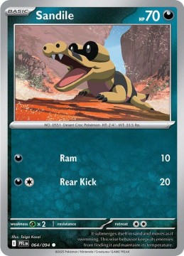 Sandile REVERSE HOLO #64 - Pokemon Phantasmal Flames