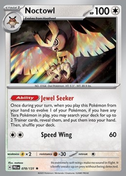 Noctowl REVERSE HOLO #78 - Pokemon Prismatic Evolutions