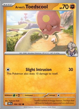 Arven's Toedscool REVERSE HOLO #109 - Pokemon Destined Rivals