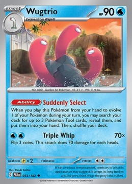 Wugtrio REVERSE HOLO #53 - Pokemon Paradox Rift