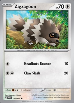 Zigzagoon #167 - Pokemon Obsidian Flames
