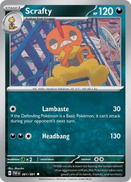 Scrafty #61 - Pokemon Paldean Fates