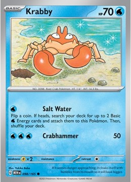 Krabby REVERSE HOLO #98 - Pokemon Scarlet & Violet 151
