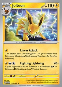 Jolteon REVERSE HOLO #135 - Pokemon Scarlet & Violet 151