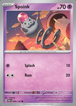 Spoink REVERSE HOLO #90 - Pokemon Obsidian Flames