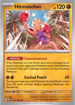 Hitmonchan REVERSE HOLO #107 - Pokemon Scarlet & Violet 151