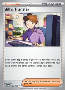 Bill's Transfer REVERSE HOLO #156 - Pokemon Scarlet & Violet 151