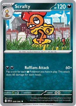 Scrafty POKEBALL HOLO #58 - Pokemon White Flare