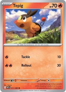 Tepig REVERSE HOLO #11 - Pokemon White Flare 