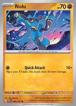 Riolu REVERSE HOLO #50 - Pokemon Prismatic Evolutions