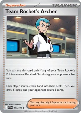 Team Rocket's Archer REVERSE HOLO #201 - Pokemon Ascended Heroes
