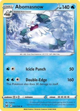 Abomasnow REVERSE HOLO #43 - Pokemon Lost Origin