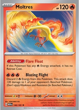 Moltres REVERSE HOLO #146 - Pokemon Scarlet & Violet 151