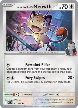 Team Rocket's Meowth ROCKET PATTERN #161 - Pokemon Ascended Heroes 