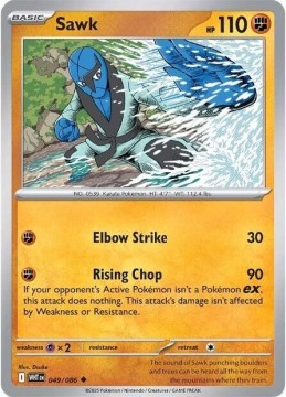 Sawk REVERSE HOLO #49 - Pokemon White Flare