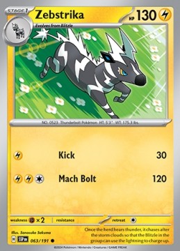 Zebstrika REVERSE HOLO #63 - Pokemon Surging Sparks