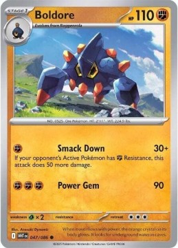 Boldore REVERSE HOLO #47 - Pokemon White Flare