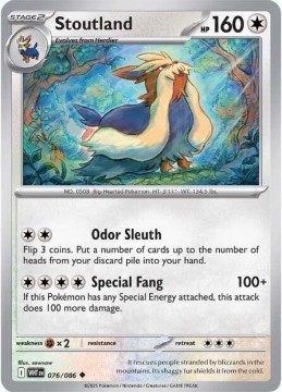Stoutland REVERSE HOLO #76 - Pokemon White Flare
