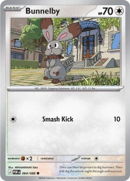 Bunnelby REVERSE HOLO #64 - Pokemon Perfect Order