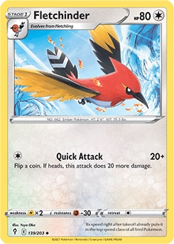 Fletchinder REVERSE HOLO #139 - Pokemon Evolving Skies 
