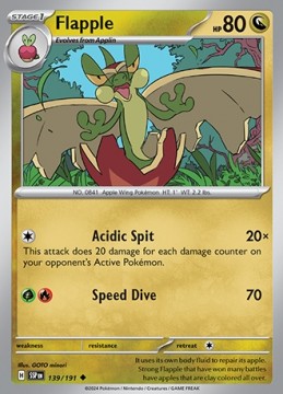 Flapple REVERSE HOLO #139 - Pokemon Surging Sparks