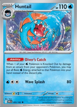 Huntail REVERSE HOLO #55 - Pokemon Destined Rivals